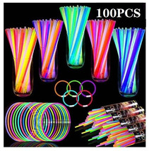 100-Piece Neon Glow Stick Bracelets – Luminous Party &amp; Concert Accessories - €17,31 EUR