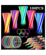 100-Piece Neon Glow Stick Bracelets – Luminous Party &amp; Concert Accessories - $19.79