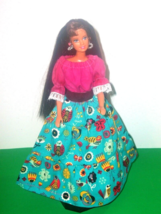 Handmade Barbie SW Hot Pink &amp; Teal Skirt &amp; Peasant Top Set For 11.5 Barbie Dolls - $14.03