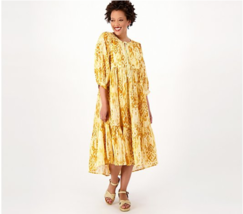 Destination 365 Petite Printed Midi Dress (Gold Ikat, XSP) A607889 - £22.40 GBP