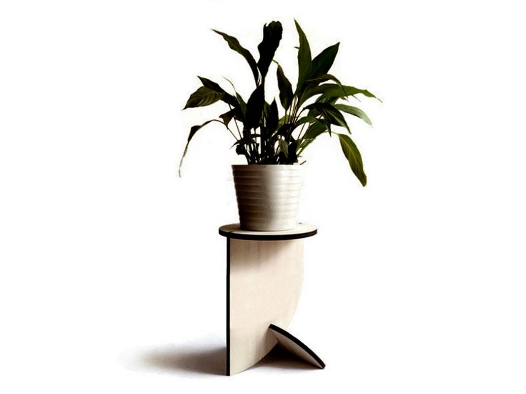 Round Indoor Wooden Plant Stand, Minimalist Flowerpot Holder or Accent T... - $64.00