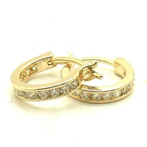1-1/3Ct Cubic Zirconia Hoop Earrings 14K Yellow Gold Plated Silver Mother&#39;s Day - £25.85 GBP