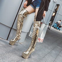 Mirror Patent Leather Women Over The Knee Boots European Sexy Super High Heels T - £133.80 GBP