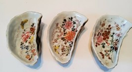 Vintage Set 3 Clam Shell Oyster Plates Bowls Hand painted gold trim Porc... - £223.74 GBP