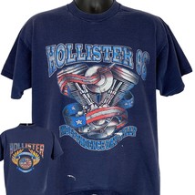 Hollister Biker Rally 1998 Vintage 90s T Shirt X-Large Blue Motorcycle Tee Mens - £28.32 GBP