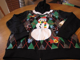 Men&#39;s Quiksilver jacket hoodie UGLY L reversible Torqued Christmas snowman spot - £26.64 GBP