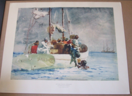 Vintage Sponge Fishing, Bahamas By Winslow Homer Poster 22.5&quot; X 17.5&quot; #74 - £14.38 GBP