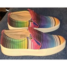 Volatile Rainbow Women&#39;s Shoes 8 Stripe Slip-On Canvas Pink Zippers Casual - $13.38