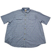 Duluth Trading Shirt Mens XL Blue Plaid Short Sleeve Button Up Casual - £14.63 GBP