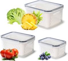 Pack of 3 Fruit Fresh Produce Protector, Grape Container for Fridge, Fru... - £21.05 GBP
