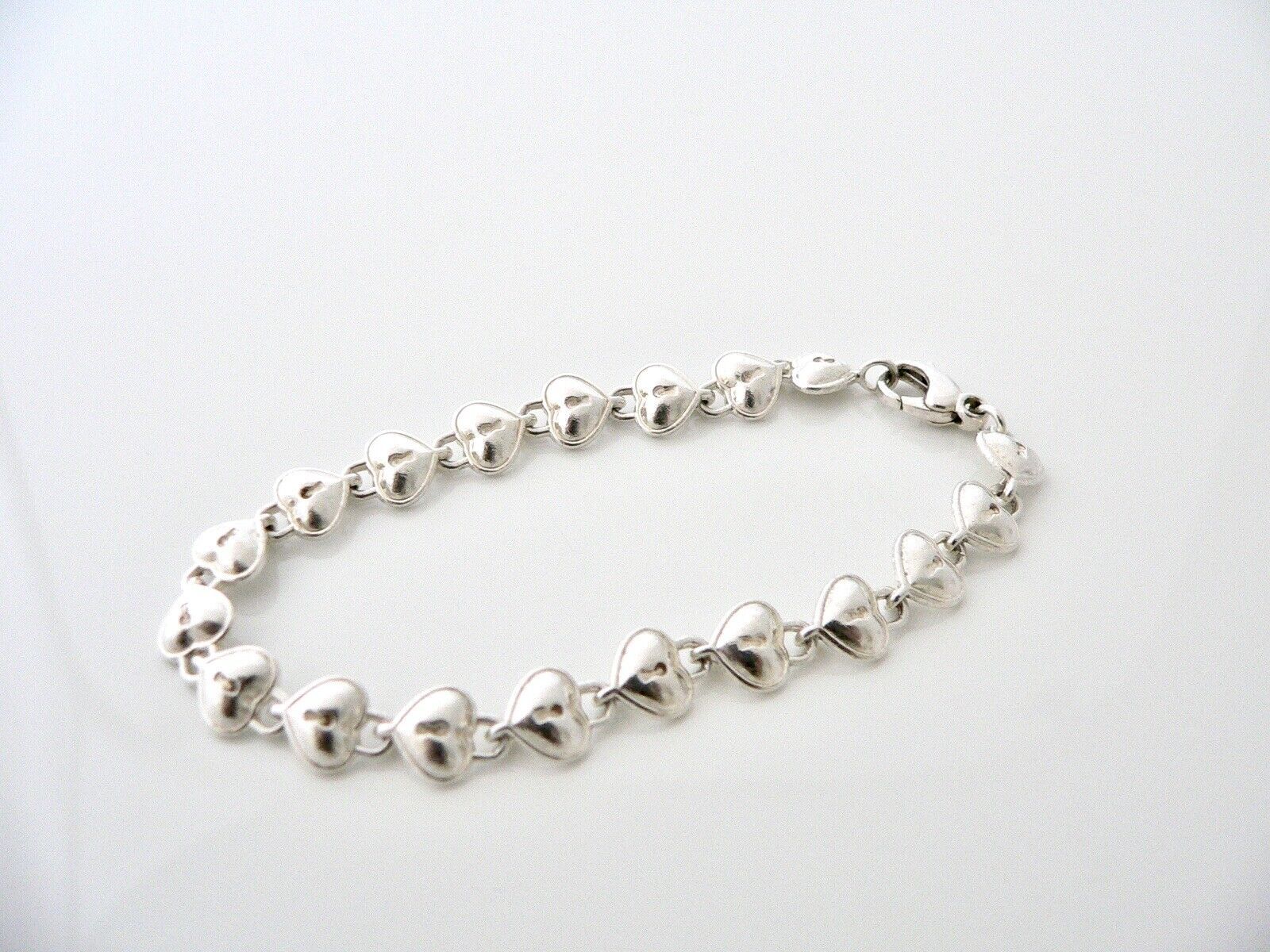 Tiffany & Co Heart Key Hole Link Links Bracelet Bangle Chain Silver 7.5 Inch Art - $448.00