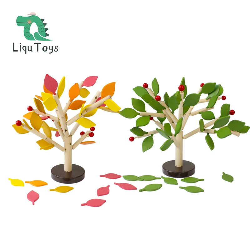 LIQU Wood Building Blocks Tree Leaves Wooden Stacking and Balancing Toy - £18.82 GBP