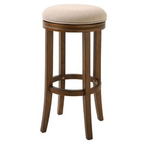 25" Cream And Brown Solid Wood Swivel Backless Counter Height Bar Chair - $2,929.31 MXN