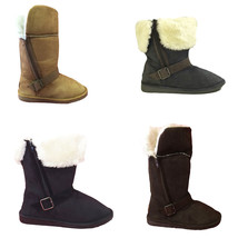Women's Winter Boots Faux Suede Folded Buckle Strap Zipper Warm Fur Shoe... - $11.95+