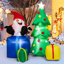 7&#39; Inflatable Christmas Lighted Santa Claus &amp; Christmas Tree with Gi&#39; Boxes - £48.76 GBP