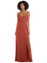 After Six 1548.Tie-Back Cutout Maxi Dress with Front Slit..Amber Sunset.... - $75.05