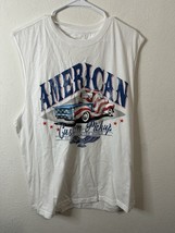 Way To Celebrate Patriotic American Custom Pickup Muscle White T Shirt S... - $376.15 MXN