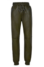 Pant Real Lambskin Olive Green Trouses Stylish Casual Men Leather Fashio... - $105.47