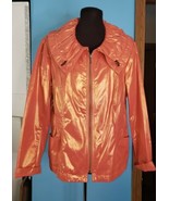Tribal Brand Shiny Orange Size 12 Cinch Collar Womens Zip Up Jacket Pockets - $16.41 CAD