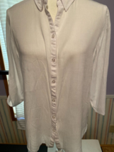 Chico&#39;s Lady&#39;s Blouse SZ1 Medium White 3/4 Roll Sleeves - £17.60 GBP