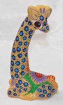 9&quot; Tall Clay Ceramic Giraffe Figurine Handpainted Mexican Folk Art Multicolor G3 - £14.24 GBP