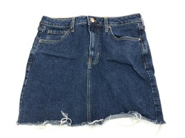 Forever 21 Womens Jean Skirt Sz M Zip Fly Cut Off Medium Wash Denim - £8.36 GBP