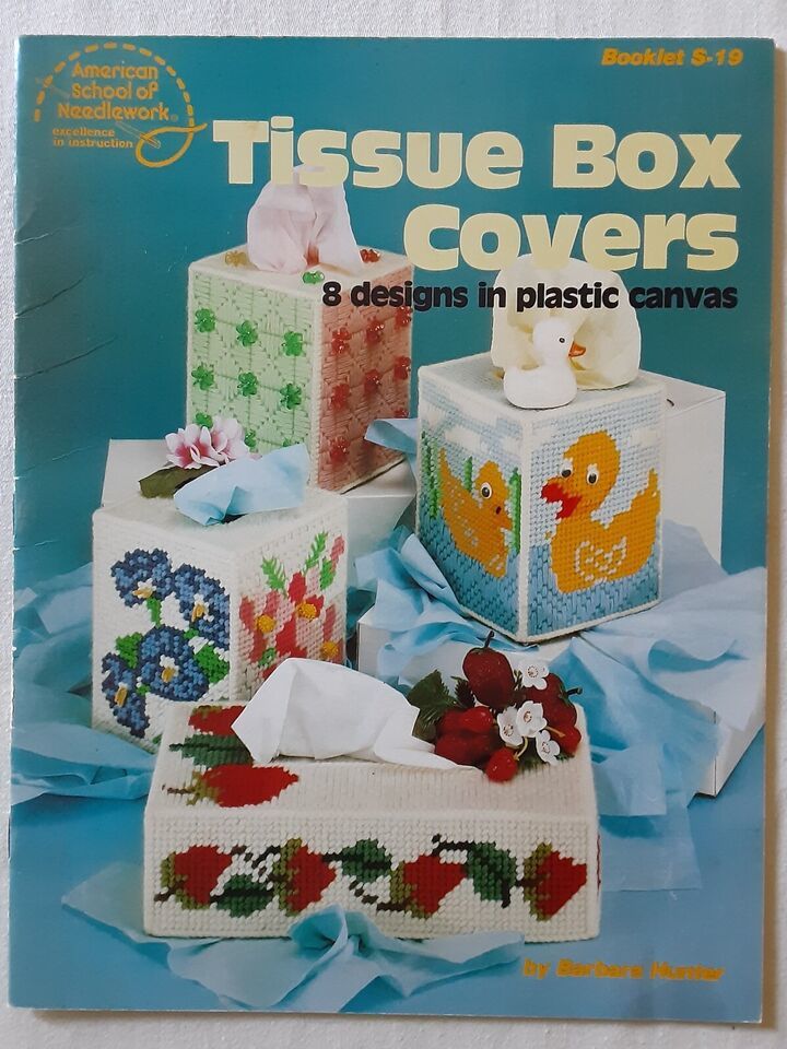 Pattern Books for Tissue Box Covers in Plastic Canvas - set of 2 Leaflets - Used - $3.00