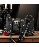 Black Croc Chain Shoulder Bag – Gothic Punk Studded Baguette Purse - €17,83 EUR