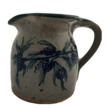 Great Bay Pottery Stoneware Creamer Hand Painted Pinecones NH Small Blue - £19.45 GBP