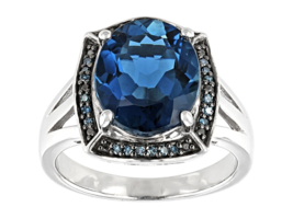 London Blue Topaz Rhodium Over Sterling Silver Ring Size 7 8 9 - £279.76 GBP
