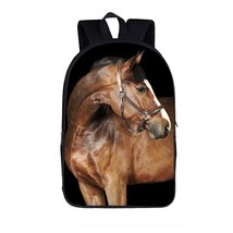 elegant animal horse print backpack for teenager boys girls children school bags - £29.82 GBP