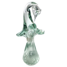 Art Glass Swan Light Green Curled Neck Graceful  9”Vase - £20.08 GBP
