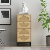 4-Drawer Cabinet Natural MDF Rattan - £119.22 GBP