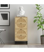 4-Drawer Cabinet Natural MDF Rattan - £120.82 GBP