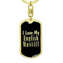 Love My English Mastiff v2 - Luxury Dog Tag Keychain 18K Yellow Gold Finish - £27.49 GBP