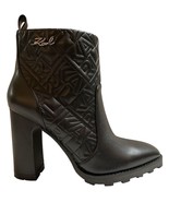 KARL LAGERFELD PARIS Petria Logo Quilted Heeled Lug-Sole Zip-up Fashion ... - £61.77 GBP