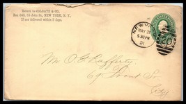 1891 US Cover - Colgate &amp; Co, New York, NY to NYC, Fancy Cancel 20 H16 - £2.37 GBP