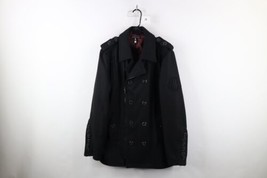 Affliction Mens Large Wool Cross Military UFC MMA Fighting Peacoat Jacket Black - $197.95