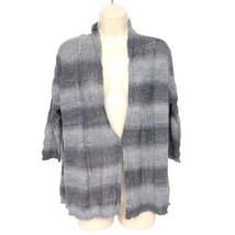Dressbarn Womens Cardigan Sweater Size Large Gray Sheer Crochet 3/4 Sleeve - $16.63
