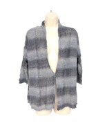 Dressbarn Womens Cardigan Sweater Size Large Gray Sheer Crochet 3/4 Sleeve - $16.63