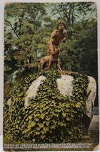 Cooperstown NY Indian Hunter Statue, James Fenimore Cooper Home Postcard A19 - £8.65 GBP