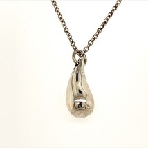 Tiffany &amp; Co Estate Tear Drop Pendant Silver Necklace 17&quot; By Elsa Perett... - £173.30 GBP