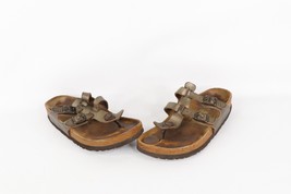 Vintage Birkenstock Womens Size 7 Distressed Leather Toe Thong Sandals Bronze - £35.56 GBP