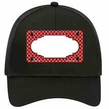 Red White Quatrefoil Center Scallop Novelty Black Mesh License Plate Hat - £22.92 GBP