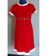 Girls George Red/White Short Sleeve Tie Back Velvet Holiday Dress ~XL(14... - £7.46 GBP