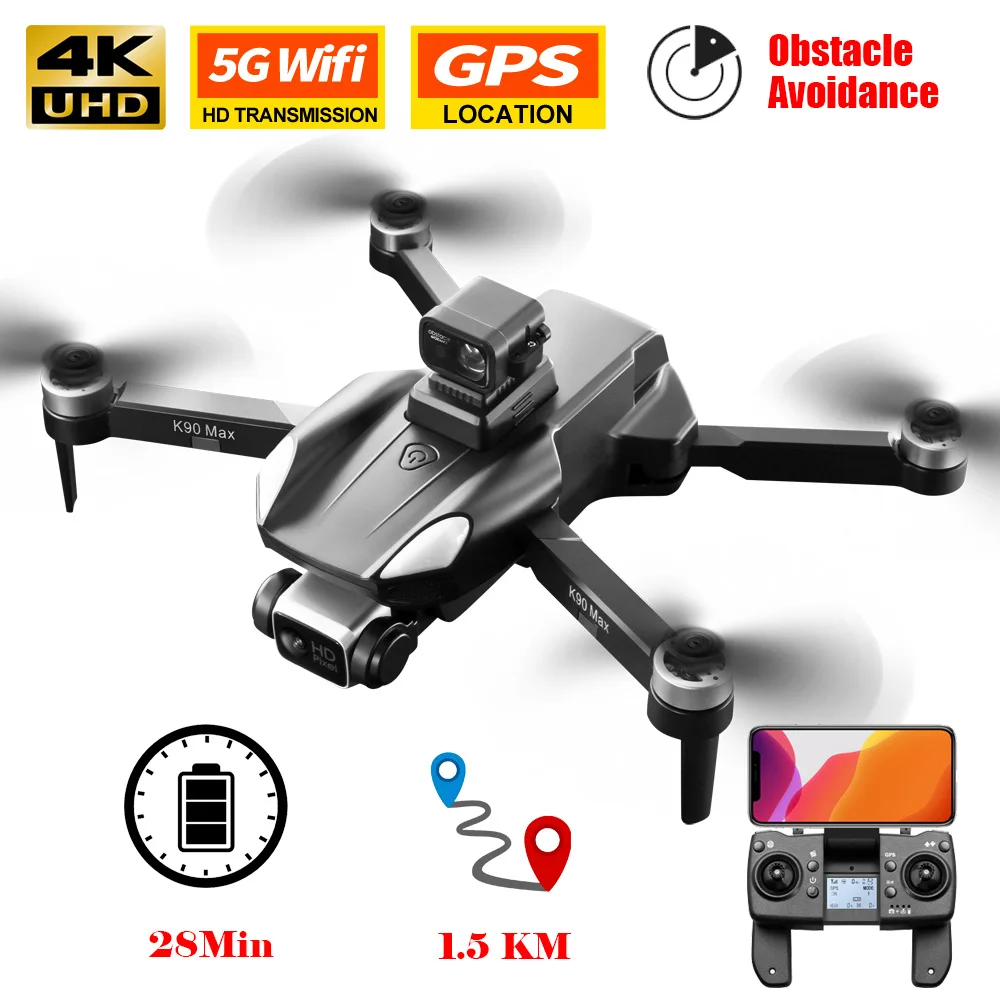Aerial Photography K90 Max 5G GPS Drone 360° Laser Obstacle Avoidance 4K  - £163.96 GBP