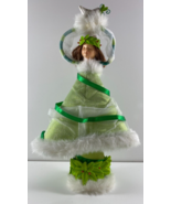 Vintage Green Poinsettia Dove Girl 10.75 in Christmas Tree Topper - $67.68 CAD
