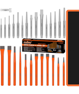 28 Pc Heavy Duty Punch and Chisel Set Taper Cold Chisels Pin Center Punches - $47.52