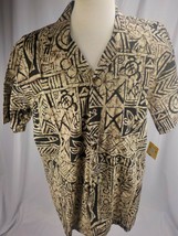 Favant Men Hawaiian Shirt Sz M Brown Black Floral Sea Turtle Pocket Coconut Btns - £20.71 GBP