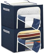 2-Pk Clothes Storage Container Set Closet Organizer Boxes W Steel Frame ... - $62.82 CAD
